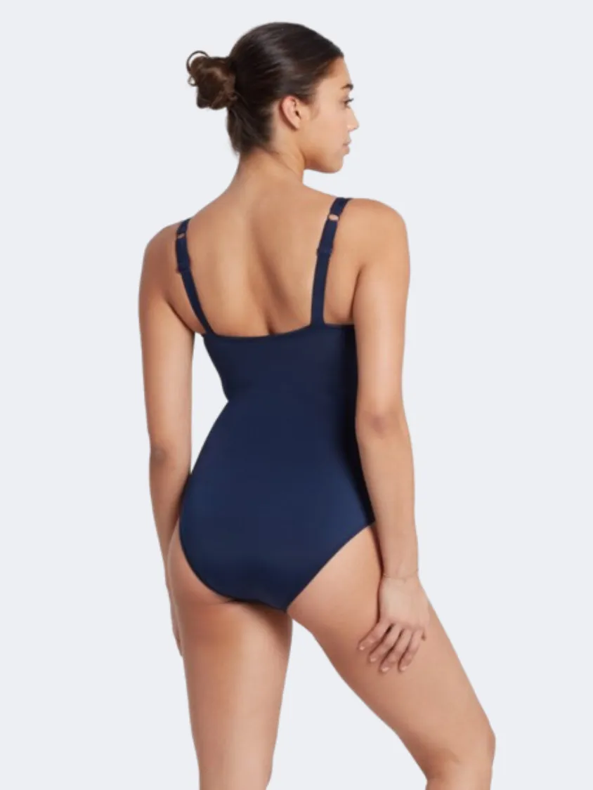 Zoggs Wrap Panel Classicback Women Swim Monokini Navy Blue/Pink